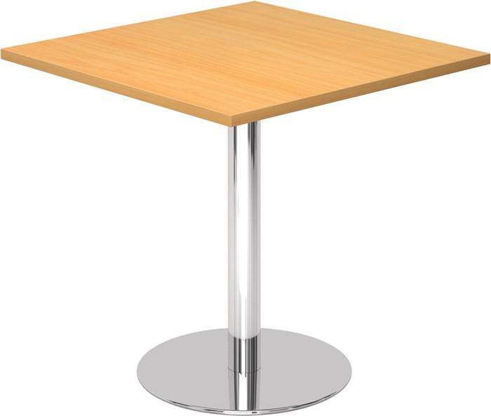 Säulentisch H745xB800xT800mm Nussbaumdekor Tellerfuß D.500mm verchr.HAMMERBACHER