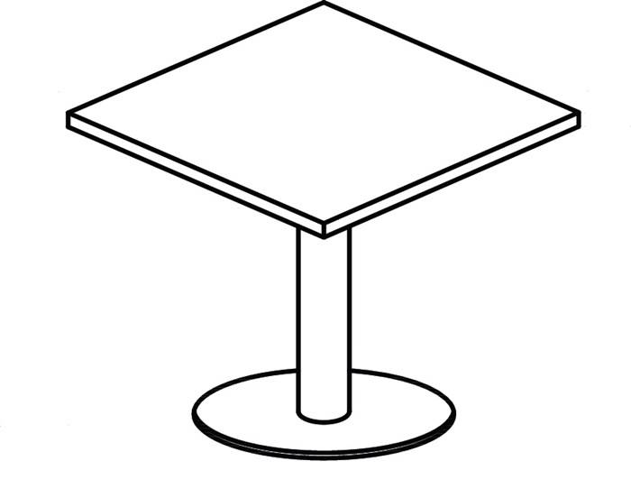 Säulentisch H745xB800xT800mm weiß Tellerfuß D.500mm verchr.HAMMERBACHER