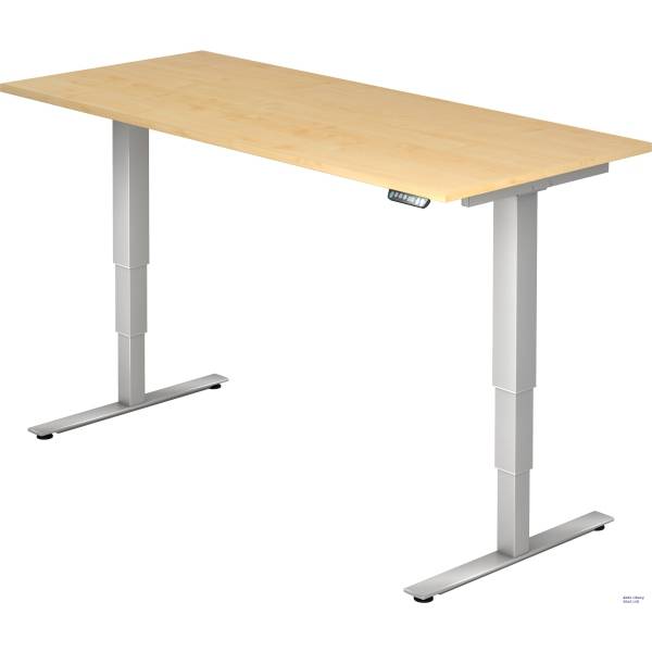 Schreibtisch 180x80x62-127cm Ahorn/silber elektrisch höhenverstellbar