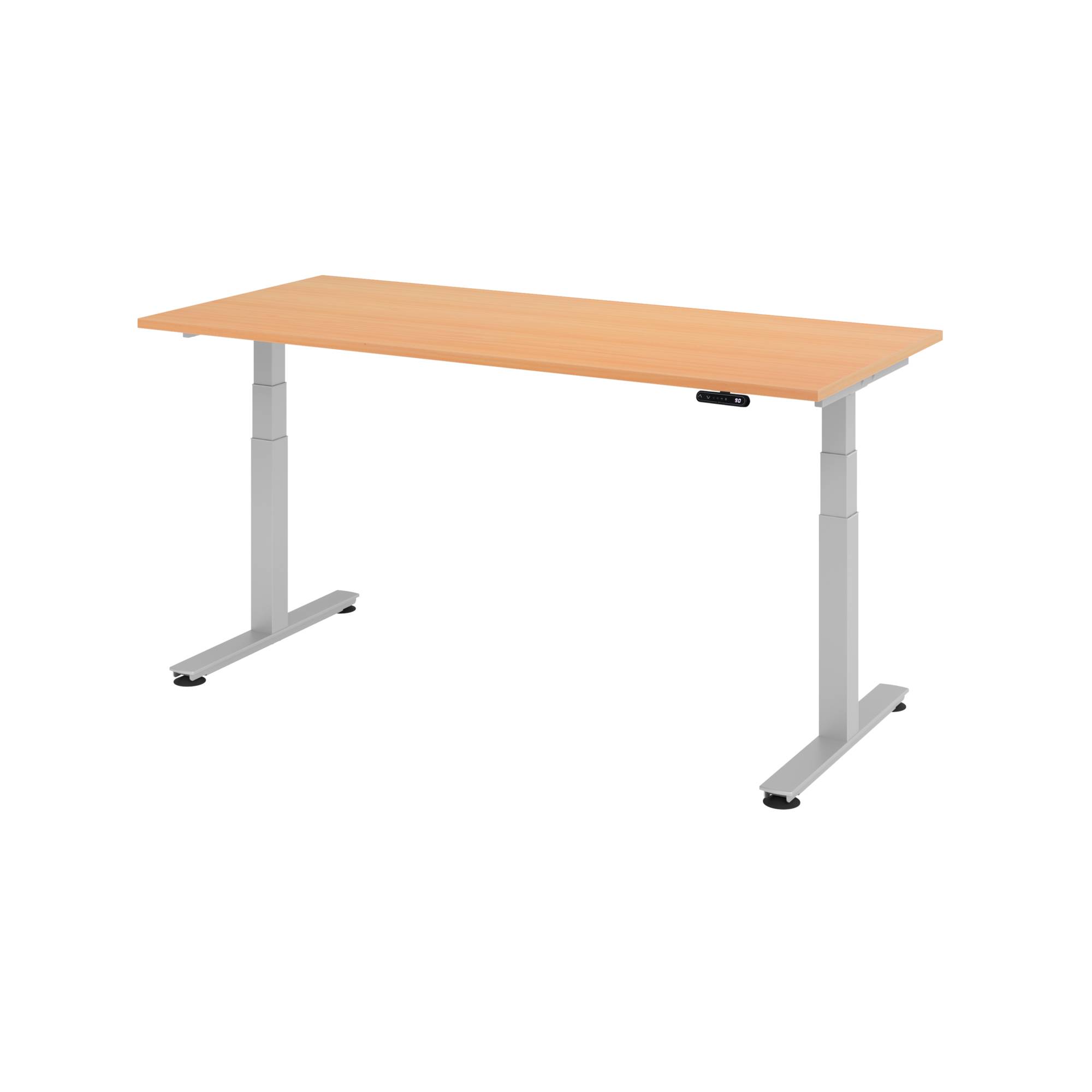 Schreibtisch 180x80x62-127cm Buche/silber elektrisch höhenverstellbar