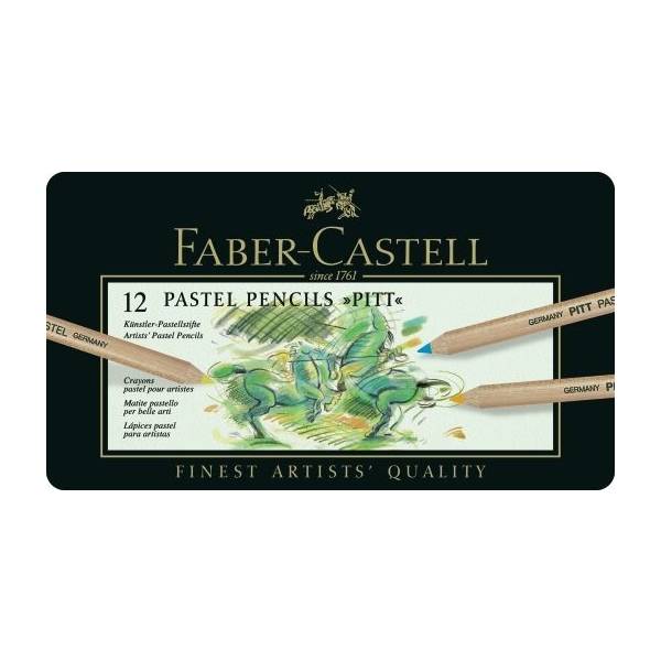 Pastellstift Pitt Pastell 12 Stifte farbig sortiert im Metalletui