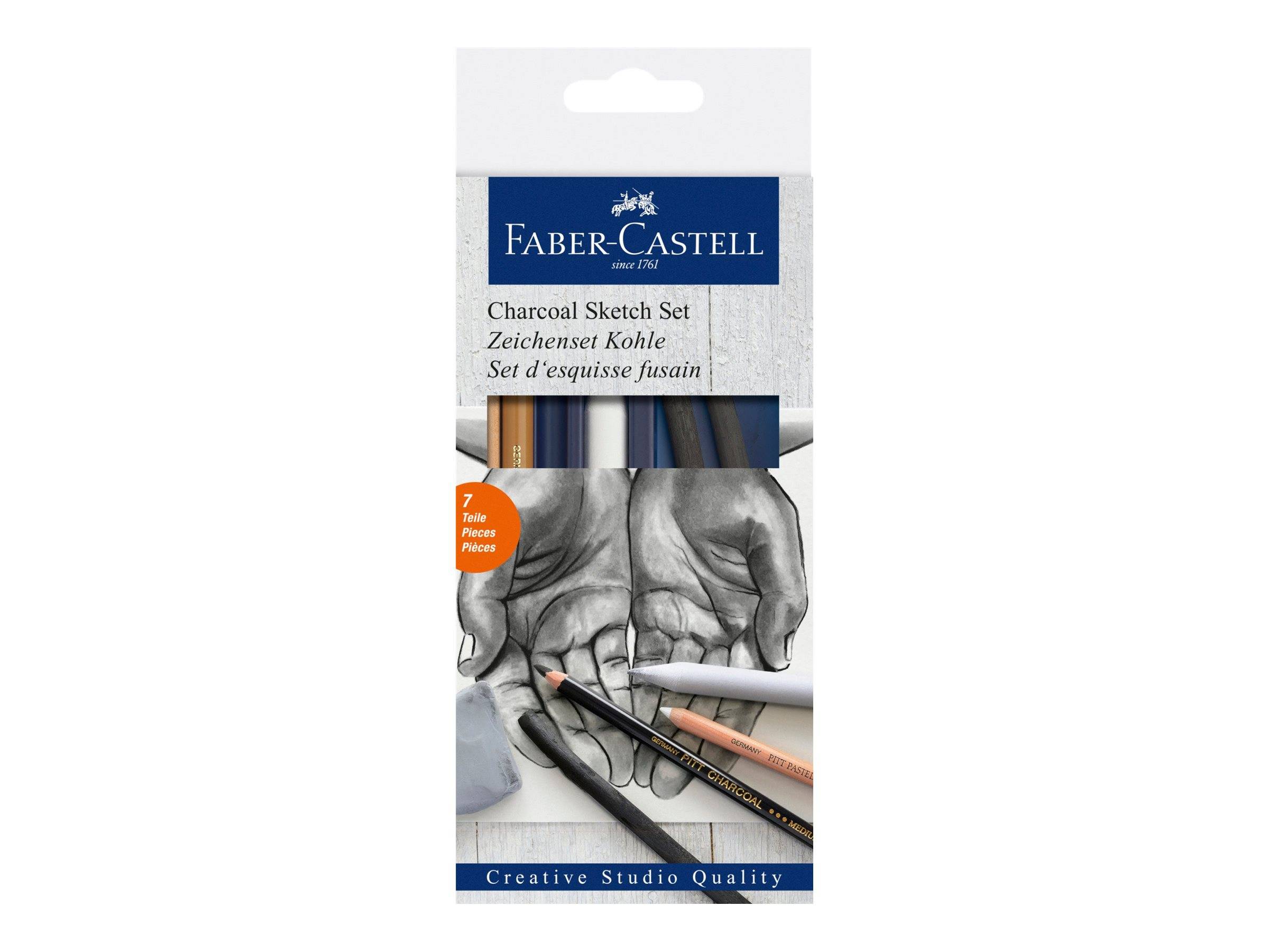 Faber-Castell Creative Studio Sketch - Set aus Bleistift, Buntstift und Kohlestift