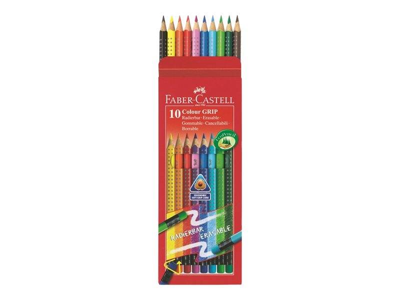 FABER-CASTELL GRIP 2001 - Farbstift - Aquarell - nicht dauerhaft - mit Radierer (Packung mit 10)