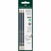 Faber-Castell Goldfaber Skizzen-Graphitstiftset mit drei Stiften und Kennzeichnung der Härte „HB".
