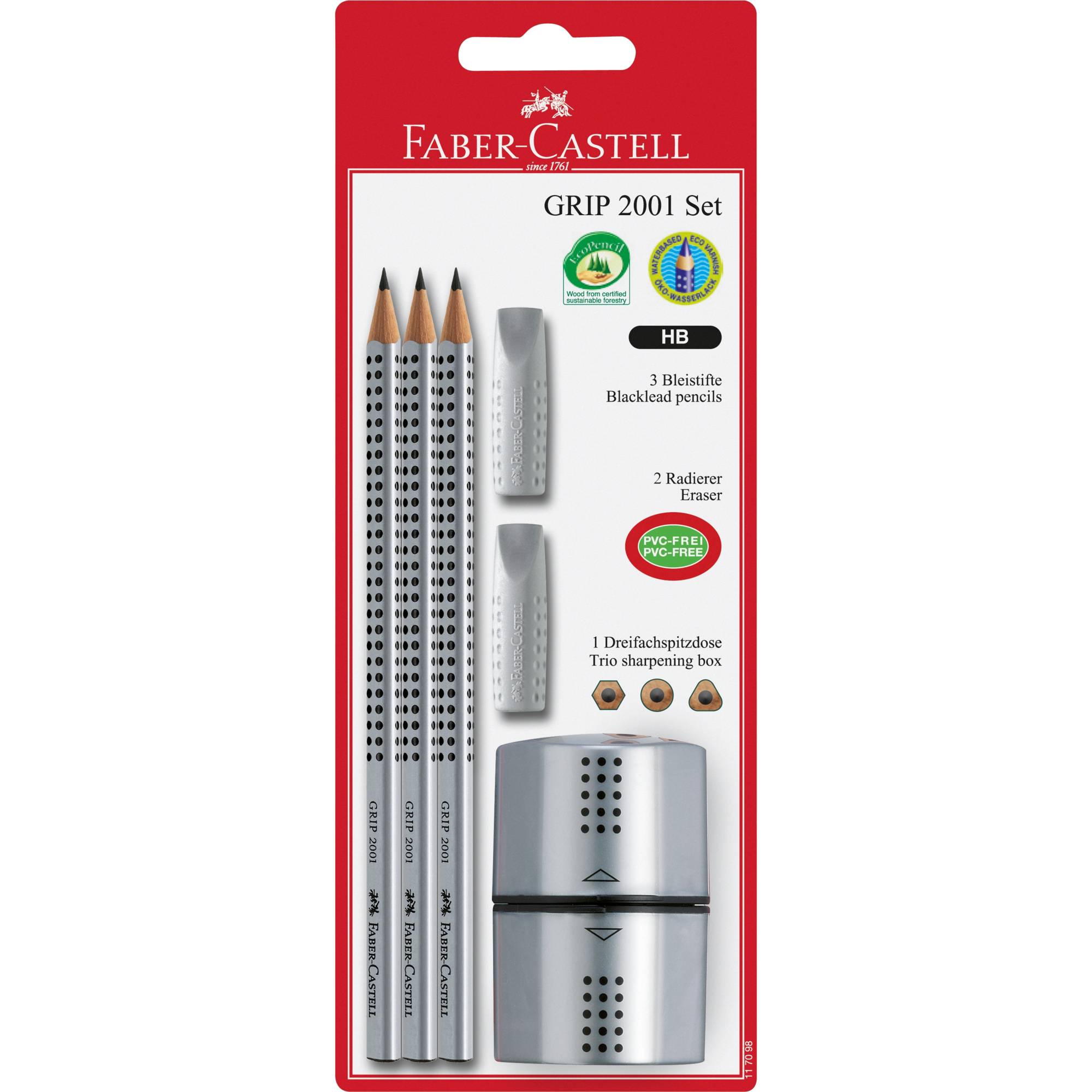 Faber-Castell Bleistiftset Grip 2001 117098 si BK