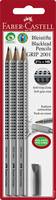 FABER-CASTELL Grip 2001 Set - HB - Silber - Dreieckig - Sichtverpackung - 4 Stück(e)