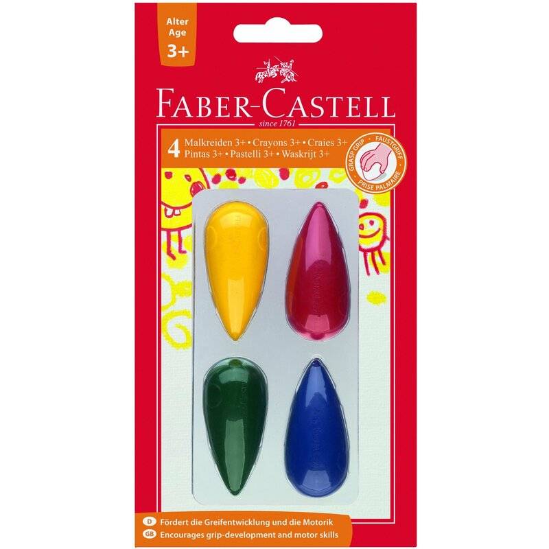 FABER-CASTELL Wachsmalbirnen, farbig sortiert, 4er Blister