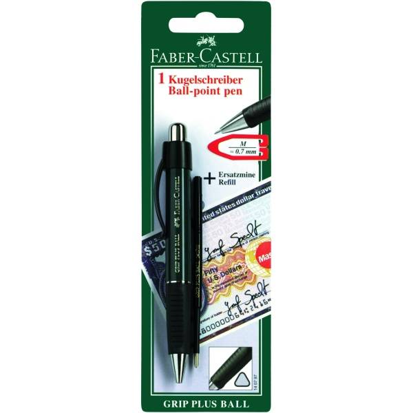 Kugelschreiber Grip Plus + Ersatzmine blau auf Blisterkarte