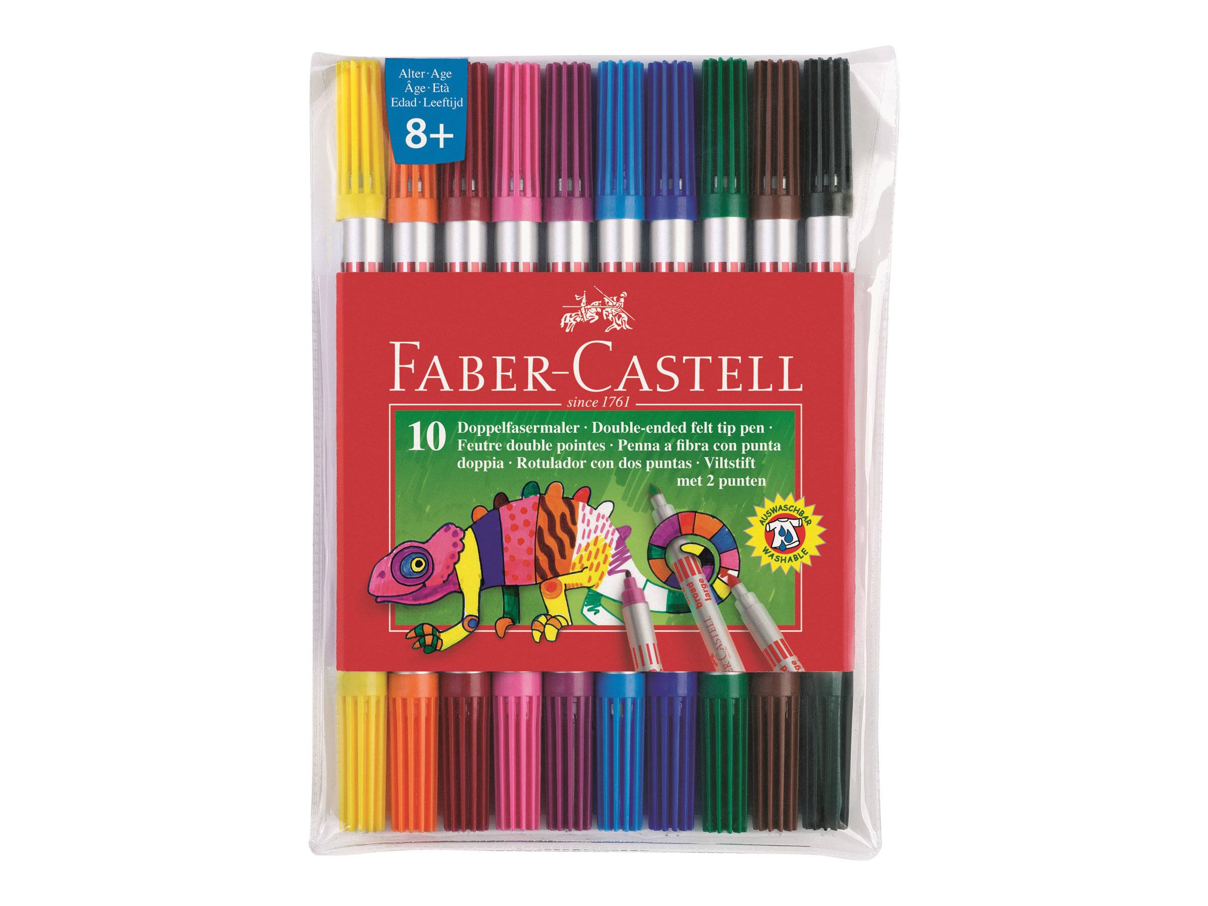 FABER-CASTELL Duo-Fasermaler - wasserbasierte Tinte - breit (Packung mit 10)