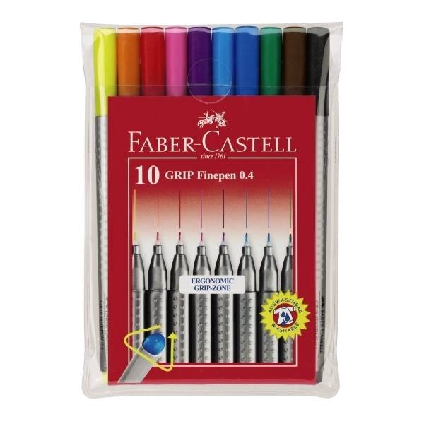 Fineliner Finepen Grip 0,4 mm farbig sortiert 10 Stück im Etui