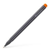 Ein schwarzer und orangefarbener Feinspitzenstift mit gestreiftem Design, nach rechts geneigt auf weißem Hintergrund.