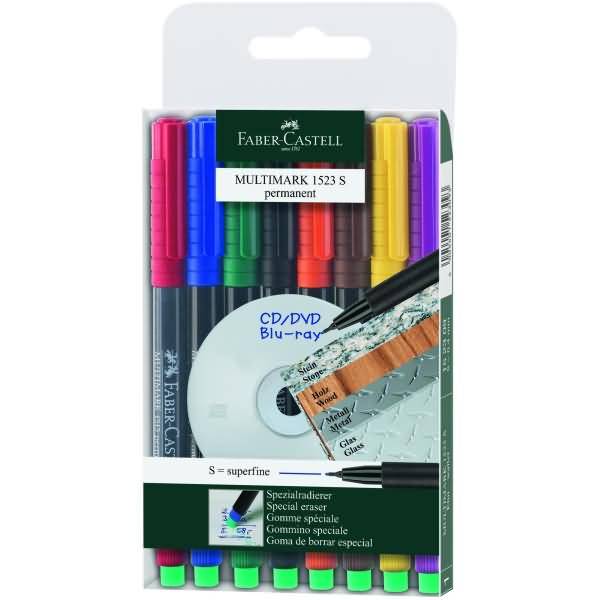 CD-Marker Multimark wasserfest ca. 0,4 mm 8 Farben Etui
