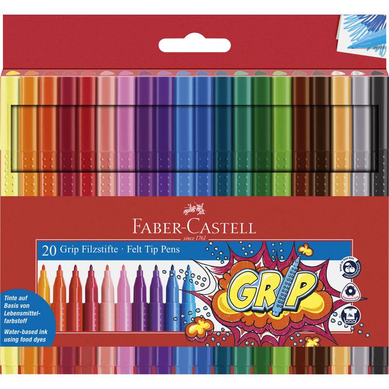 FABER-CASTELL Fasermaler GRIP, 20er Etui