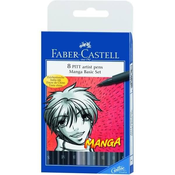Tuschestift Pitt Artist Pen 8er Etui Spitze: sortiert Farbsortierung: Manga
