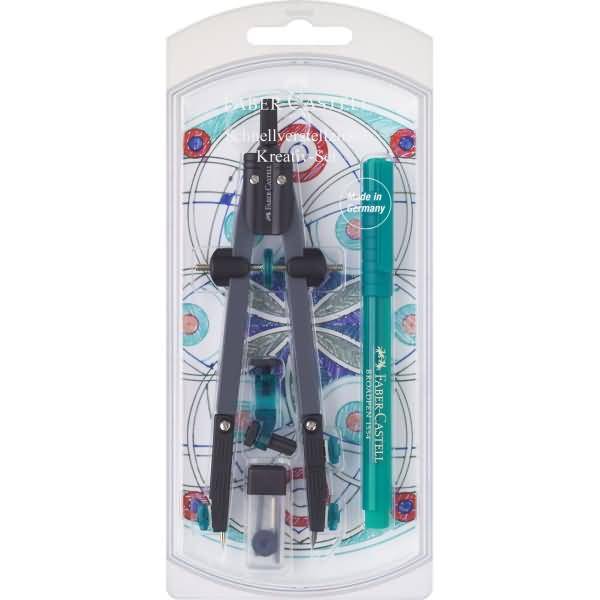 Schnellverstellzirkel mit Adapter und Broadpen silber