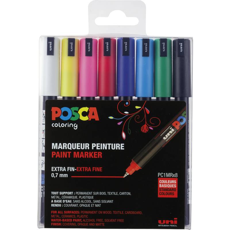 POSCA Pigmentmarker PC1MR, 8er Box, farbig sortiert