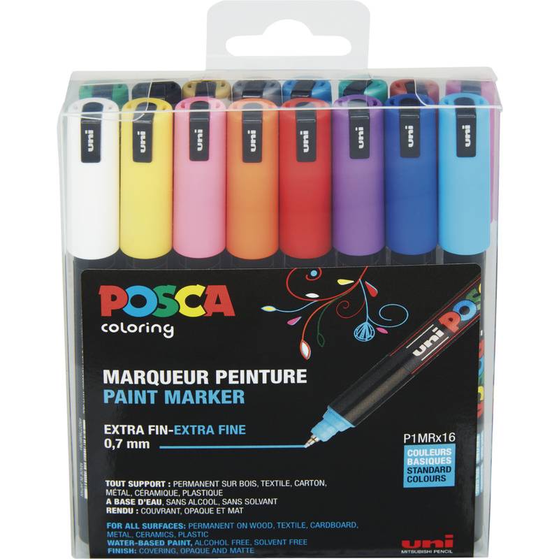 POSCA Pigmentmarker PC-1MR, 16er Box, farbig sortiert