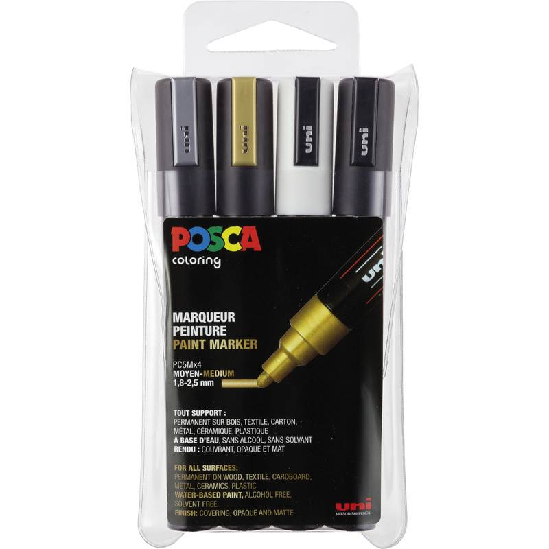 POSCA Pigmentmarker PC5M, 4er Box