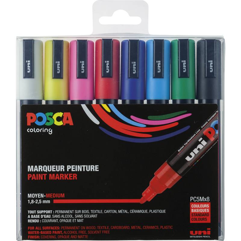 POSCA Pigmentmarker PC5M, 8er Box, Standard