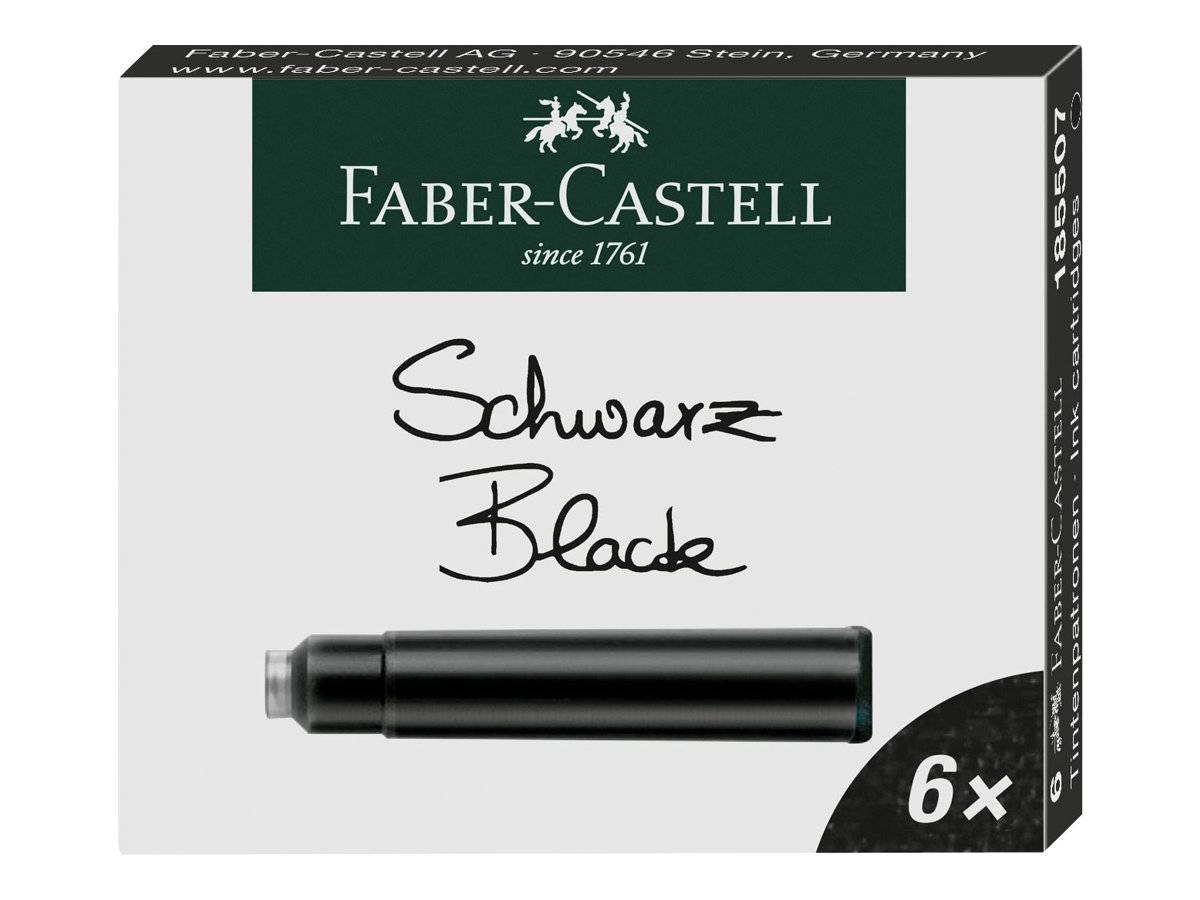 FABER-CASTELL Tintenpatrone - permanent - Brilliant Black (Packung mit 6)