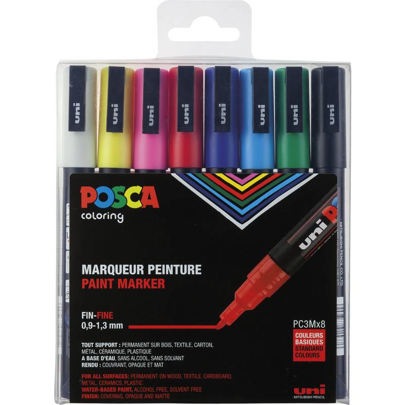 POSCA Pigmentmarker PC3M, 8er Box, Standard