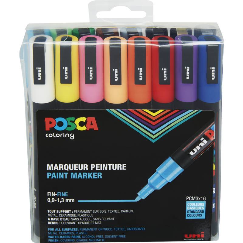 POSCA Pigmentmarker PC-3M, 16er Etui, sortiert