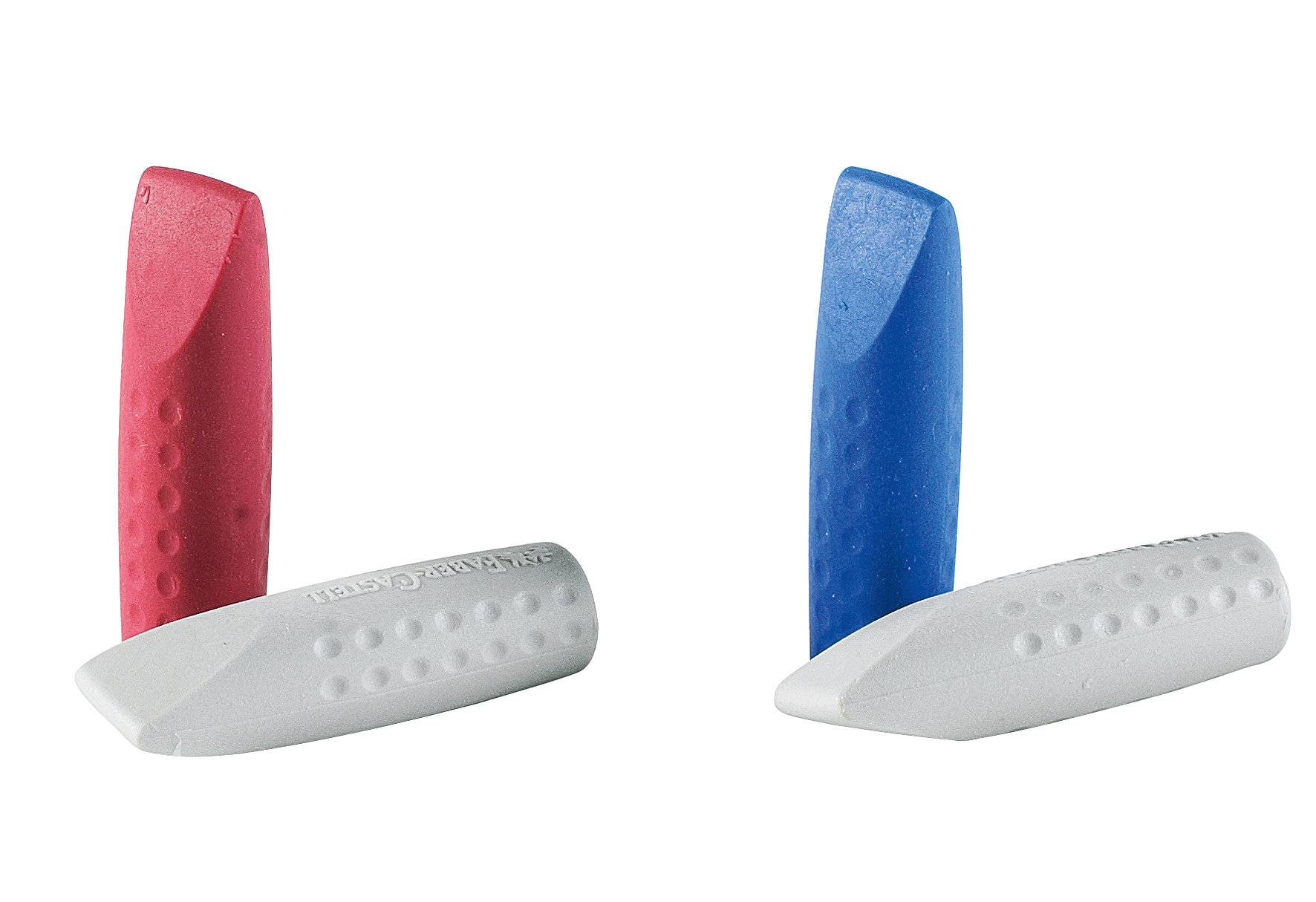 FABER CASTELL Radierer Eraser Cap Grip 2001 grau-blau/grau-rot sortiert 2er Pack