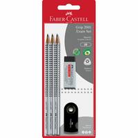 FABER-CASTELL Bleistift Grip 2001 2B 3 Stück - Silber - 5er