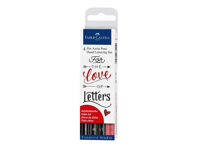 FABER-CASTELL PITT Artist Pen Handlettering - Set Pinselstift, Faserstift und Fineliner - permanent - verschiedene Farben - India Ink (Packung mit