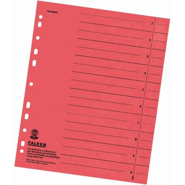 Trennblätter A4 230g/qm durchgefärbt rot