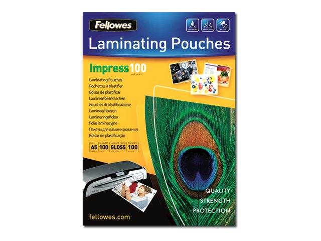 Fellowes Laminating Pouches Impress 100 Micron - 100 Mikrometer - 100er-Pack - glänzend - A5 (148 x 210 mm)