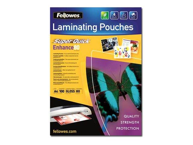 Fellowes Laminating Pouches SuperQuick Enhance 80 micron - 80 Mikron - 100er-Pack - glänzend - durchsichtig - A4 (210 x