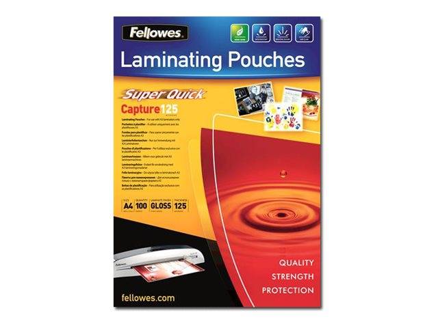 Fellowes Laminating Pouches SuperQuick Capture 125 micron - 125 Mikron - 100er-Pack - glänzend - durchsichtig - A4 (210