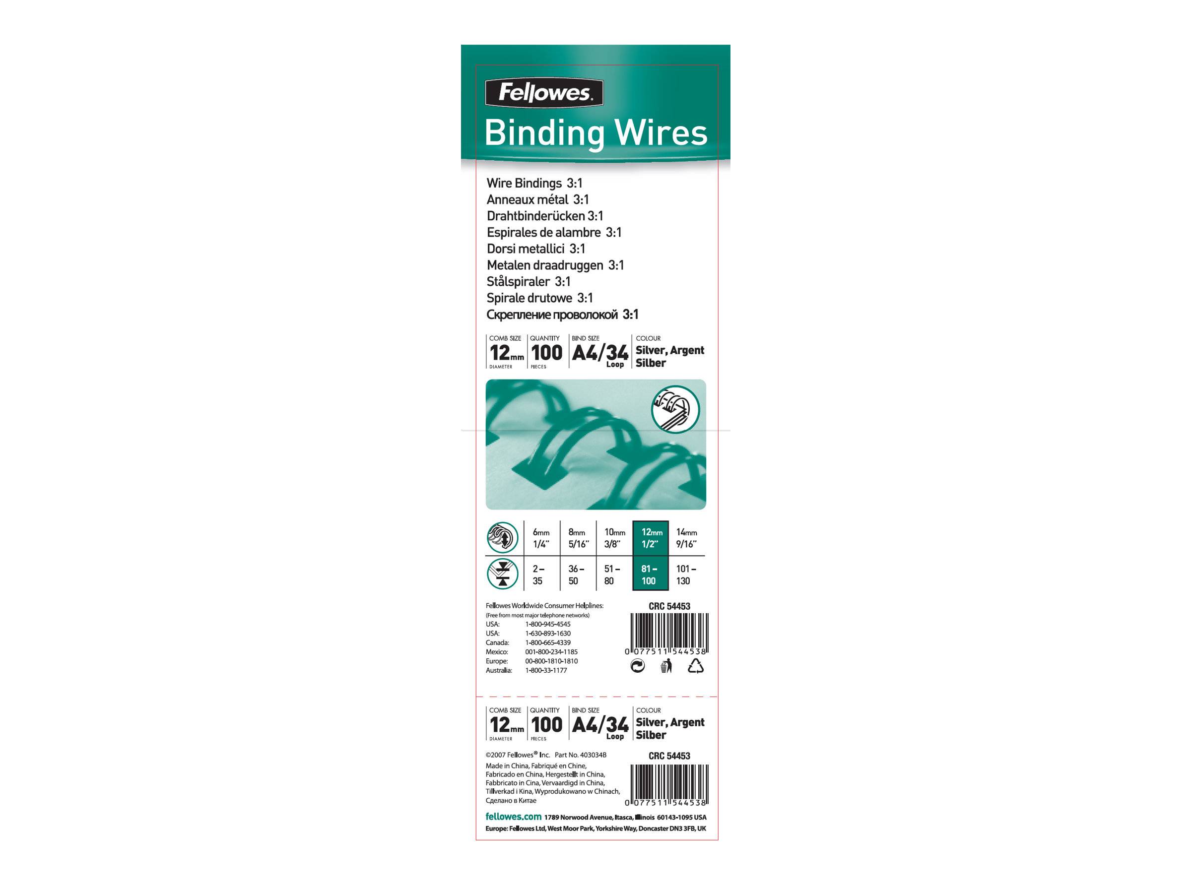 Fellowes - 12 mm - 34 Ringe - A4 (210 x 297 mm)