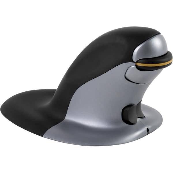 Maus Penguin kabellos Größe S beidhändig vertikal schwarz/silber