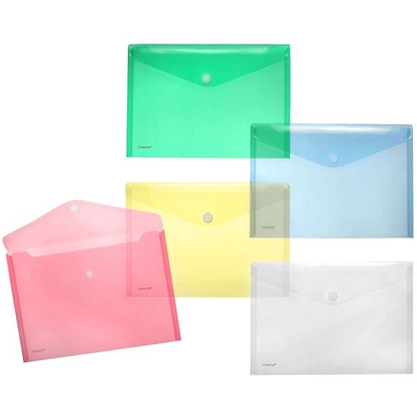 Dokumentenmappe A4 quer PP Klettverschluss klar farbig sortiert 10 Stück