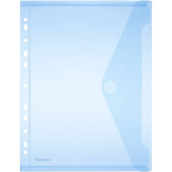 Dokumentenmappe A4 PP mit Lochrand Klettverschluss blau transparent