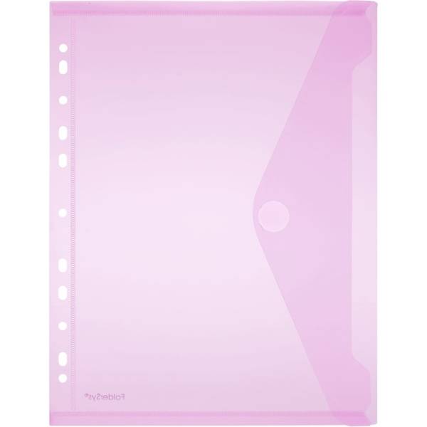 Dokumentenmappe A4 PP mit Lochrand Klettverschluss rot transparent
