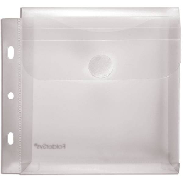 CD-Hülle 135x135mm PP Lochrand, Klettverschluss und Falte farblos transparent