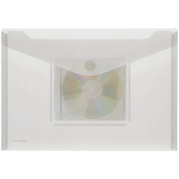 Dokumentenmappe A4 quer PP, CD-Tasche, Klettverschluss klar farblos matt