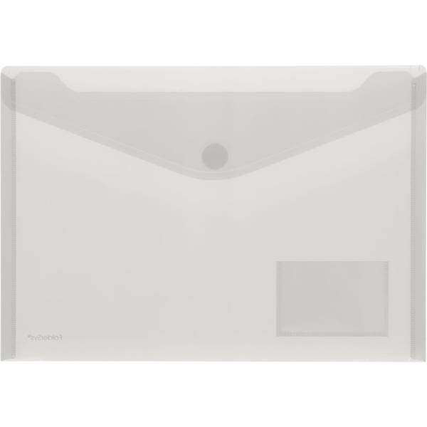 Dokumentenmappe A4 quer PP, Visitenkartentasche, Klettverschluss klar farblos matt