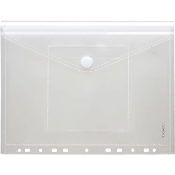 Dokumentenmappe A4 PP mit Lochrand und CD-Tasche Klettverschluss farblos matt
