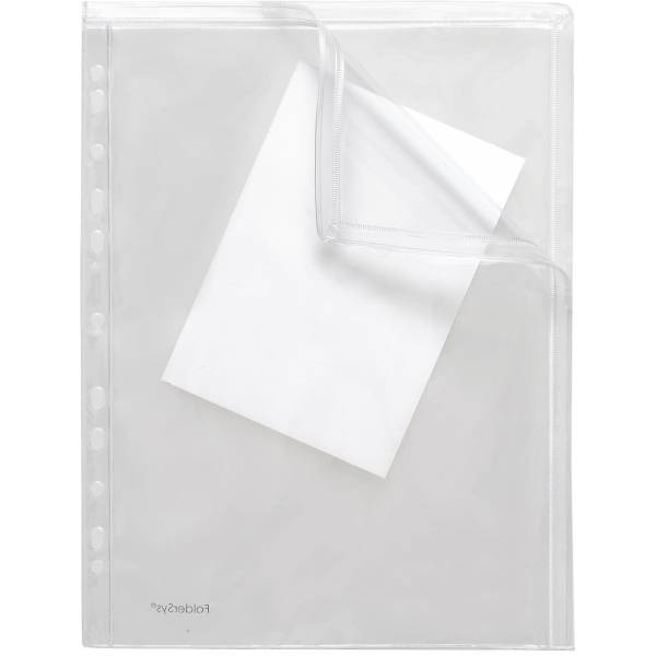 Gleitverschlusstasche A4 PVC mit Abheftrand farblos transparent