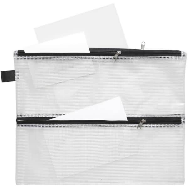 Reißverschlusstasche A5 PVC 4 Fächer klar gewebeverstärkt Zip schwarz