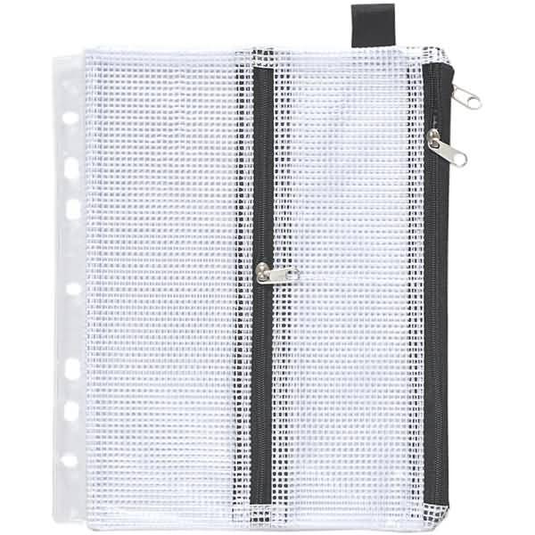 Sammelbeutel A4 PVC klar gewebeverstärkt mit Abheftrand und 2xZip schwarz