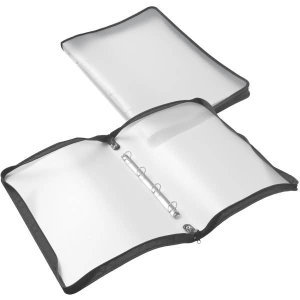 Reißverschluss-Mappe A3 PP farblos transluzent 4-Ring-Mechanik Zip schwarz