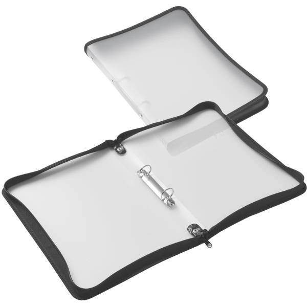 Reißverschluss-Mappe A4 PP farblos transluzent 2-Ring-Mechanik Zip schwarz