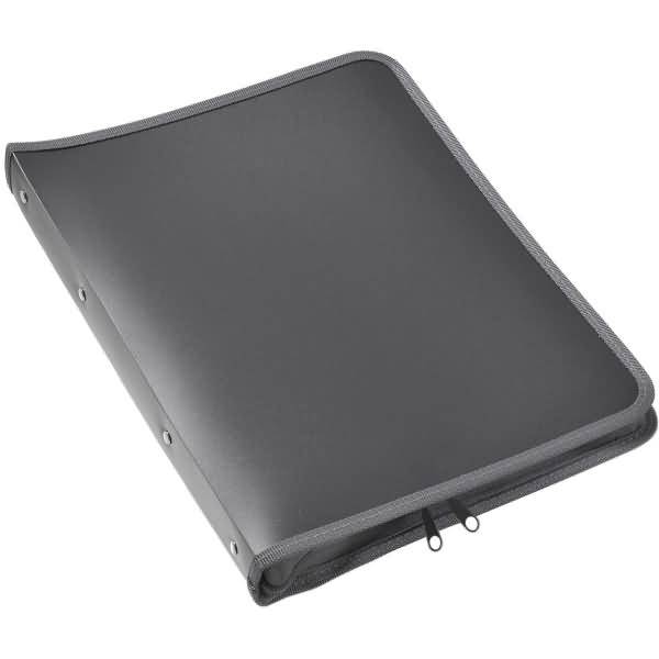 Reißverschluss-Mappe A4 PP anthrazit transluzent 2-Ring-Mechanik Zip grau