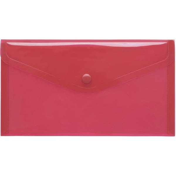 Dokumentenmappe DINlang PP Druckknopf rot transparent