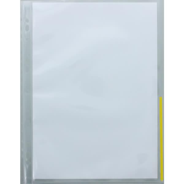 Prospekthüllen A4 PP Euro-Lochung mit Indexstreifen VE=100 Stück transparent/gelb